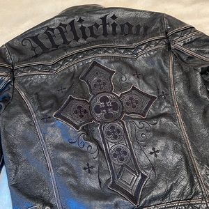 AFFLICTION BLACK PREMIUM Limited Edition Genuine Leather Jacket size XL